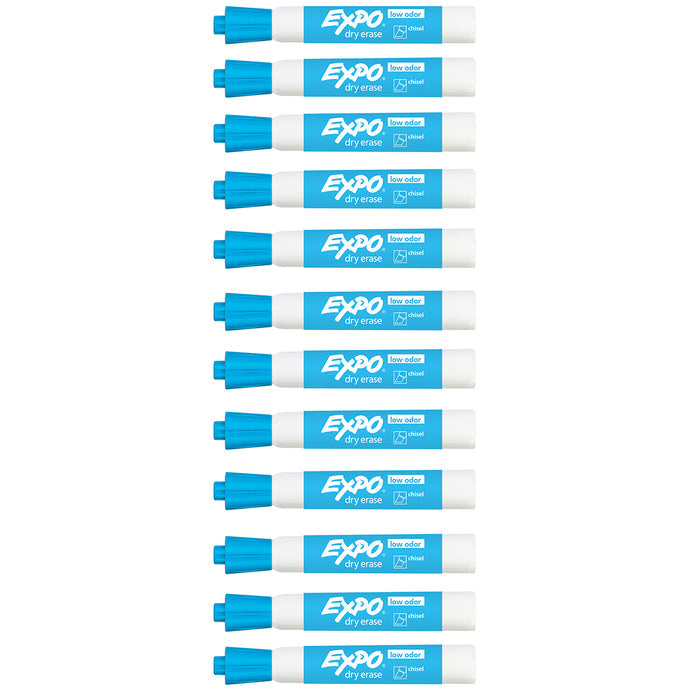 Expo Dry Erase Aqua Low Odor Chisel Tip Marker 12 Count  Expo Dry Erase Markers
