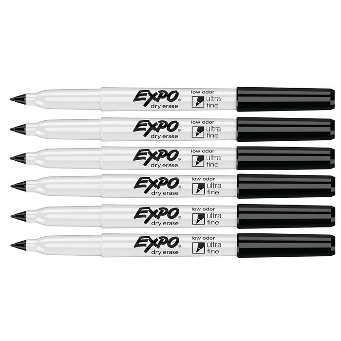 Expo Dry Erase Black Ultra Fine Low Odor Marker Pack of 6