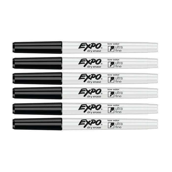 Expo Dry Erase Black Ultra Fine Low Odor Marker Pack of 6