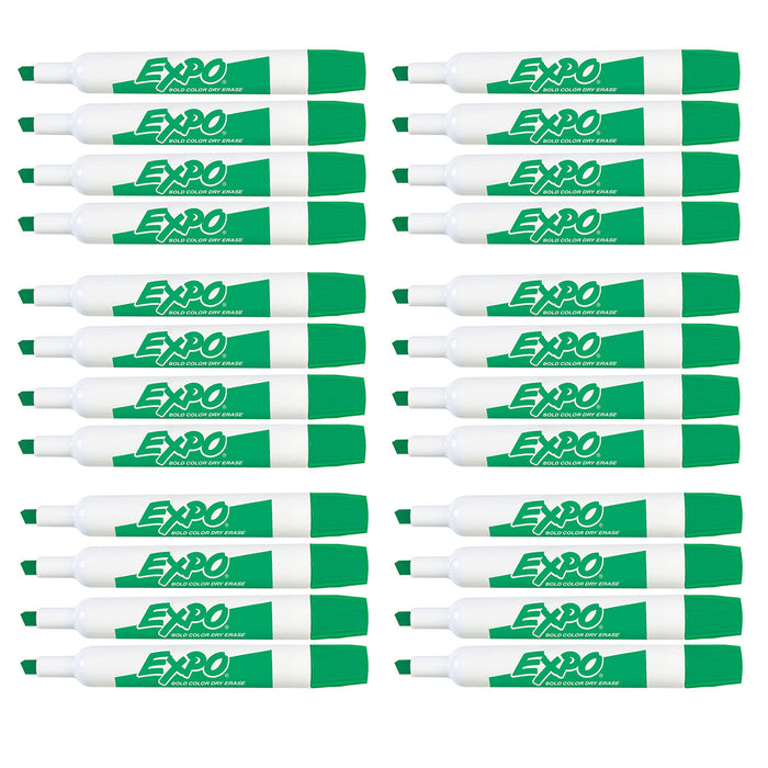 Expo Dry Erase Green Marker Chisel Tip Low Odor  83004 - Bulk Pack of 24  Expo Dry Erase Markers