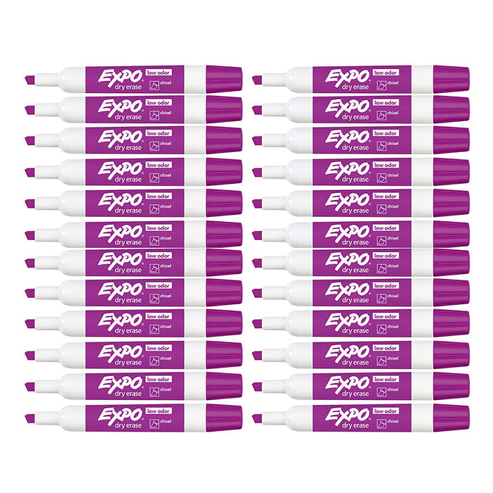 Expo Markers Dry Erase Low Odor Plum Chisel Tip Bulk Pack of 24