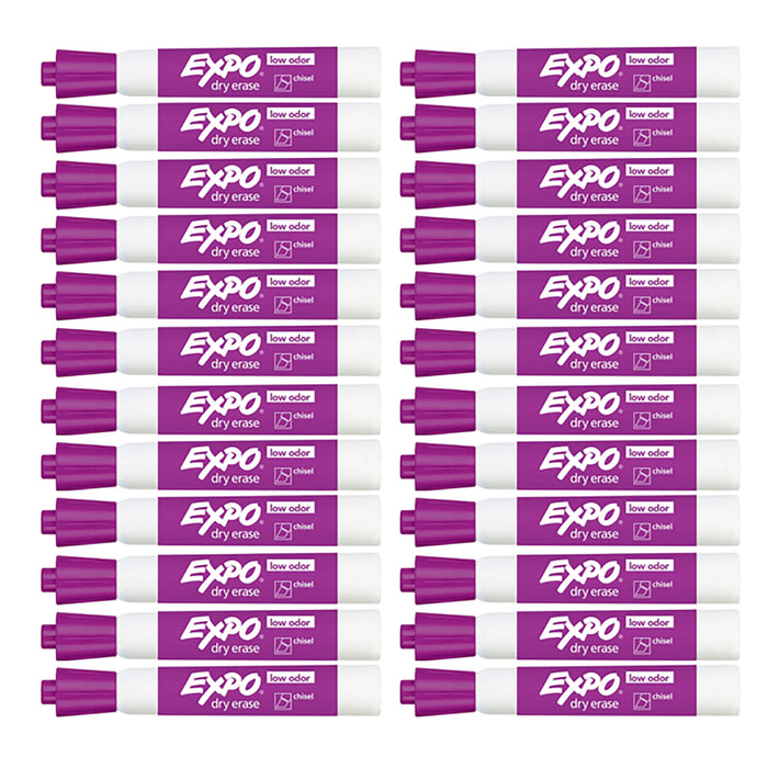 Expo Markers Dry Erase Low Odor Plum Chisel Tip Bulk Pack of 24