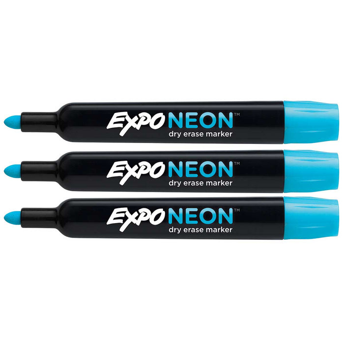 Expo Markers Neon Blue Dry Erase Marker, Bullet Tip Pack of 3  Expo Dry Erase Markers