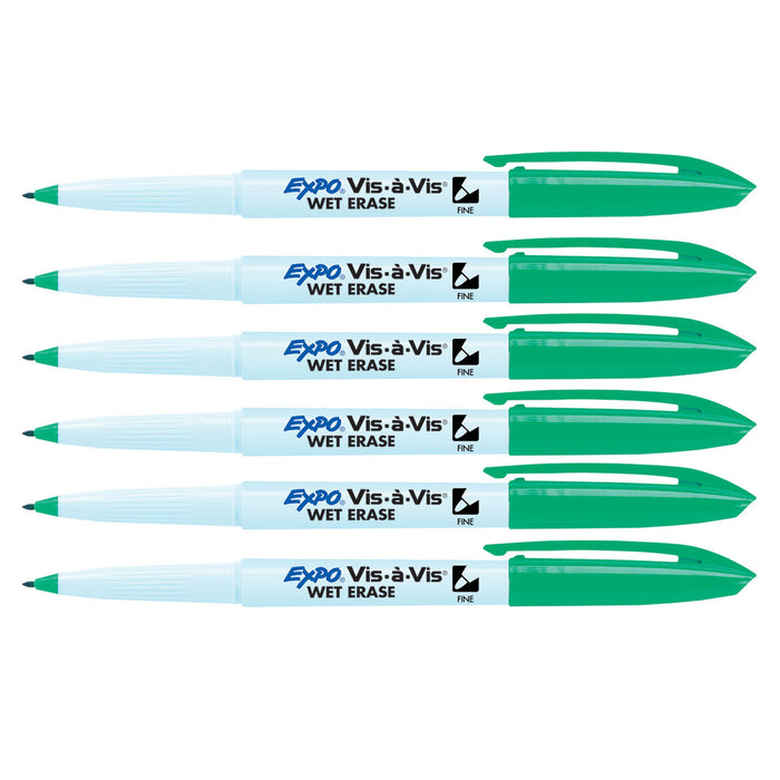 Expo Vis A Vis Wet Erase Markers Green Fine Point - 6 Count  Expo Dry Erase Markers