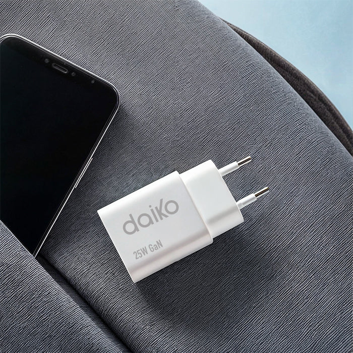 Chargeur rapide Daiko USB-C et USB-A 25W blanc