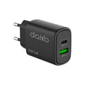 Chargeur rapide Daiko USB-C et USB-A 25W noir