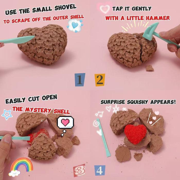 FUFUSQUISHY Flower Heart Squishy Dig Kit