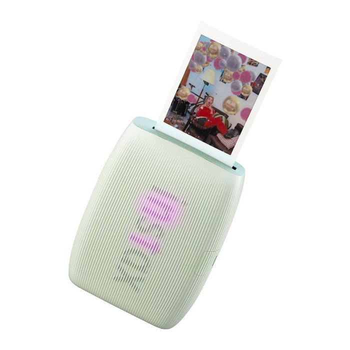 The FUJIFILM Instax Mini Link 3 smartphone printer in Sage Green on a white background