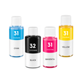 HP 31 & 32XL Compatible High & Standard Yield Ink Bottle 4-Pack Combo