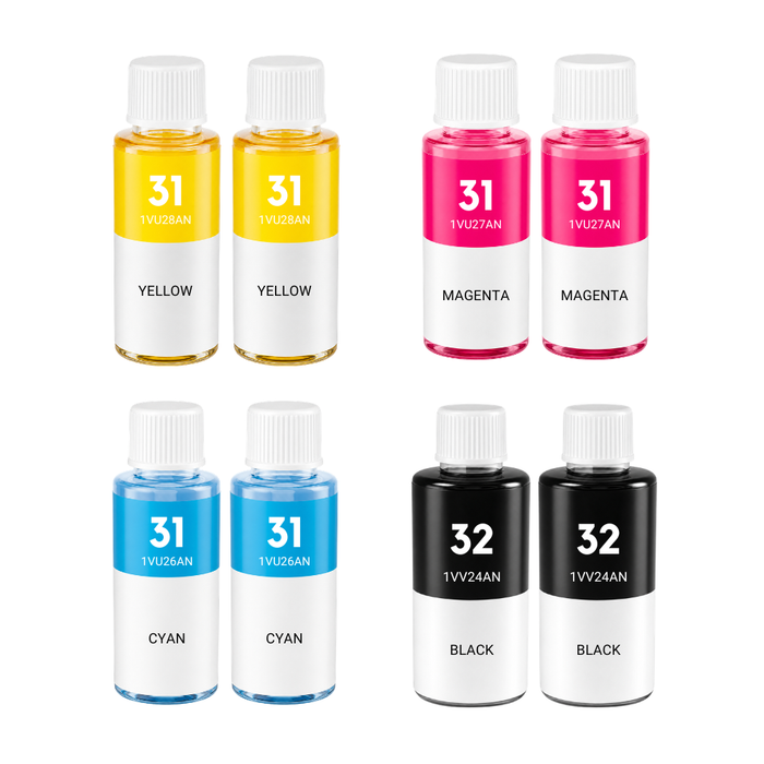 HP 31 & 32XL Compatible High & Standard Yield Ink Bottle 8-Pack Combo