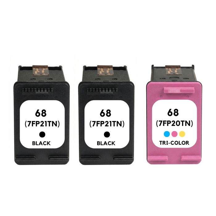 HP 68 Remanufactured Standard Yield Ink Cartridge 3-Pack Combo