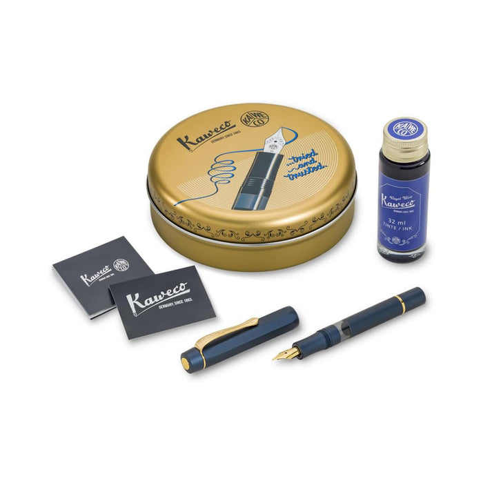 Kaweco Piston Port AL Navy/Gold Starter Fountain Pen Set