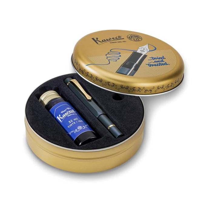 Kaweco Piston Port AL Navy/Gold Starter Fountain Pen Set