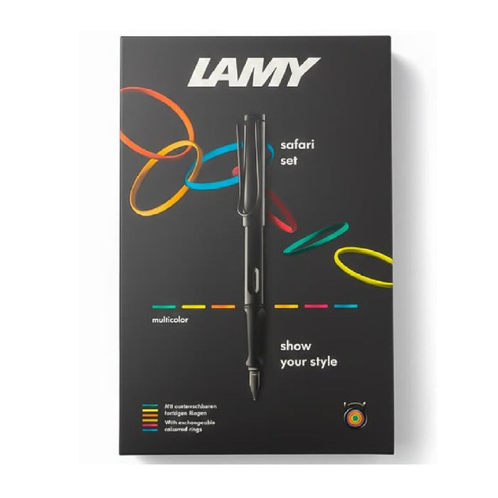 Lamy Safari Multicolor Set Black 6 Rings Medium Nib 0B2