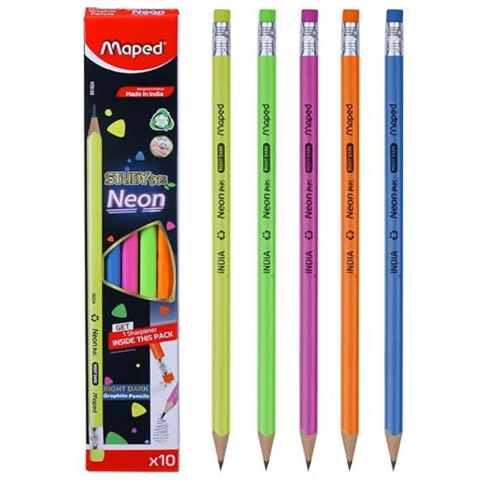 Maped Neon Wood Free Graphite Pencil + Sharpener