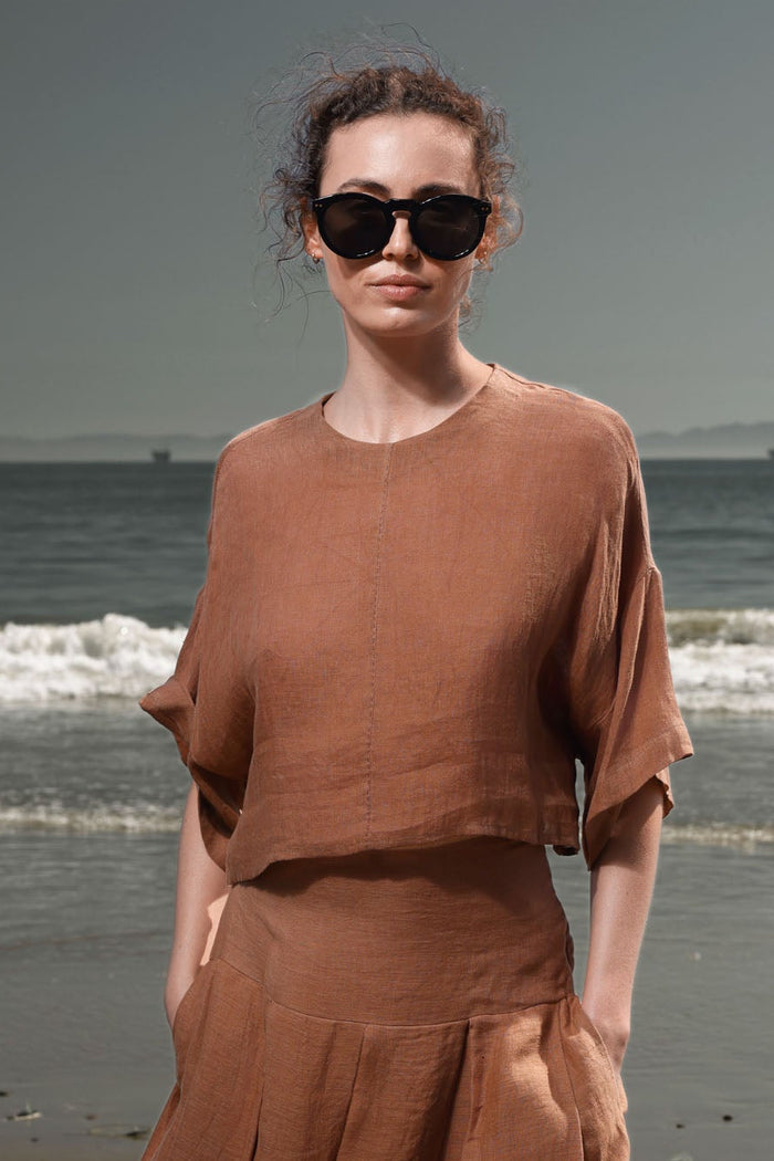 Mojave Top - Clay Tissue Linen - Heidi Merrick