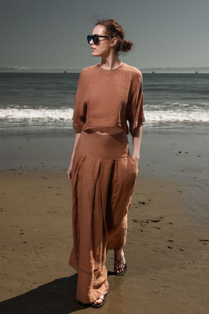 Mojave Top - Clay Tissue Linen - Heidi Merrick