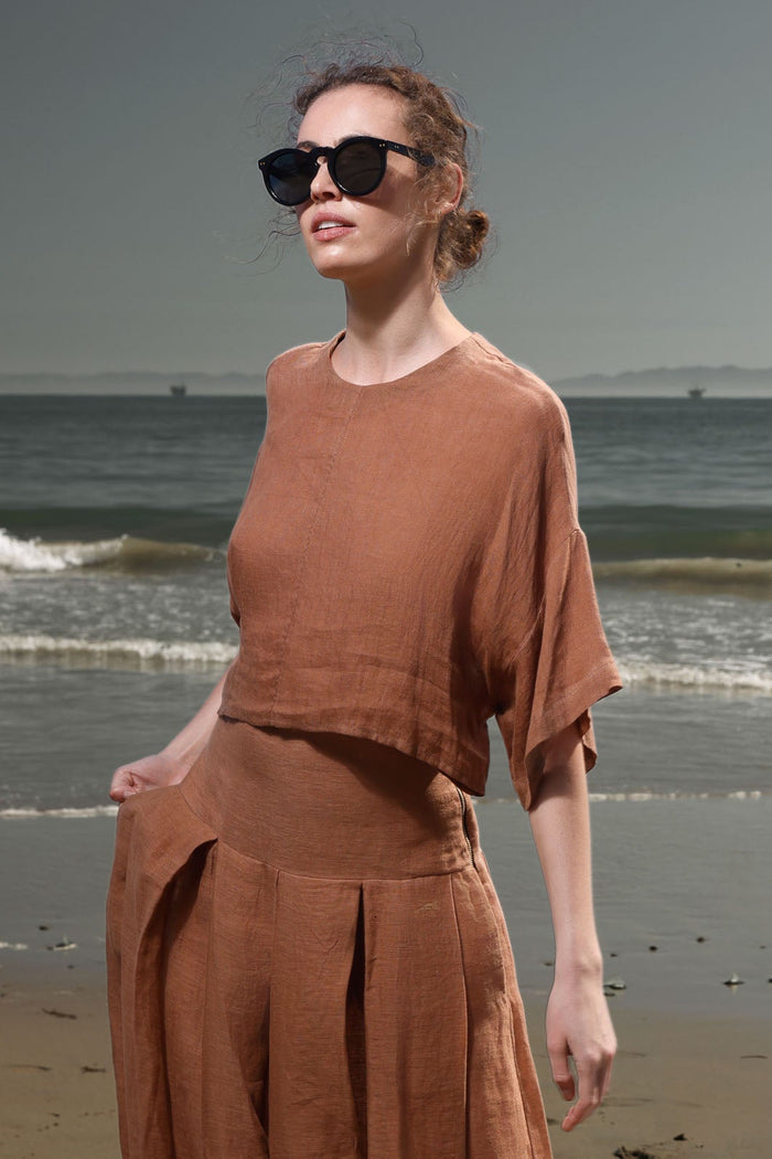 Mojave Top - Clay Tissue Linen - Heidi Merrick