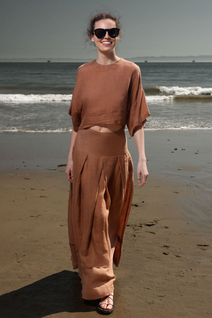 Mojave Top - Clay Tissue Linen - Heidi Merrick