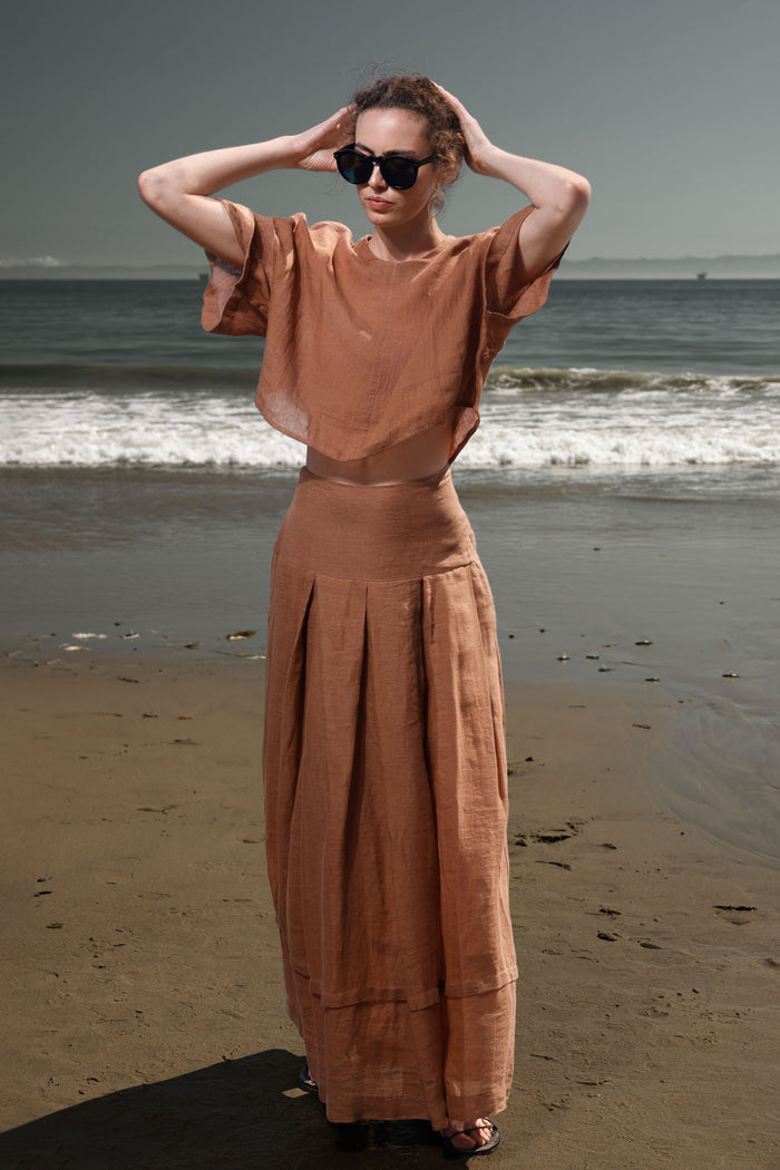 Mojave Top - Clay Tissue Linen - Heidi Merrick