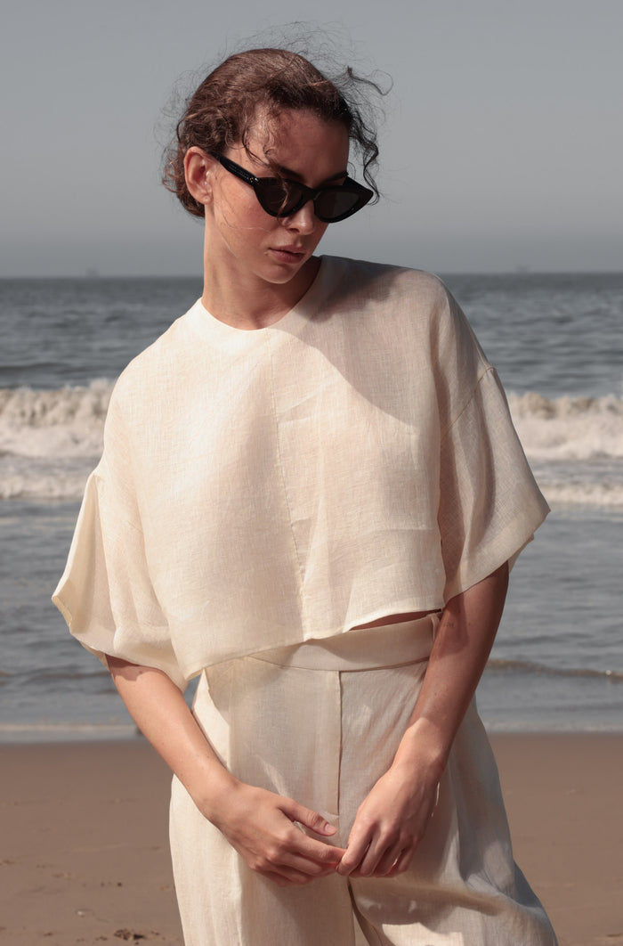 Mojave Top - Ivory Tissue Linen - Heidi Merrick