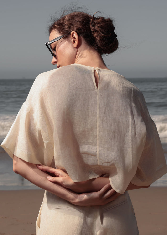 Mojave Top - Ivory Tissue Linen - Heidi Merrick