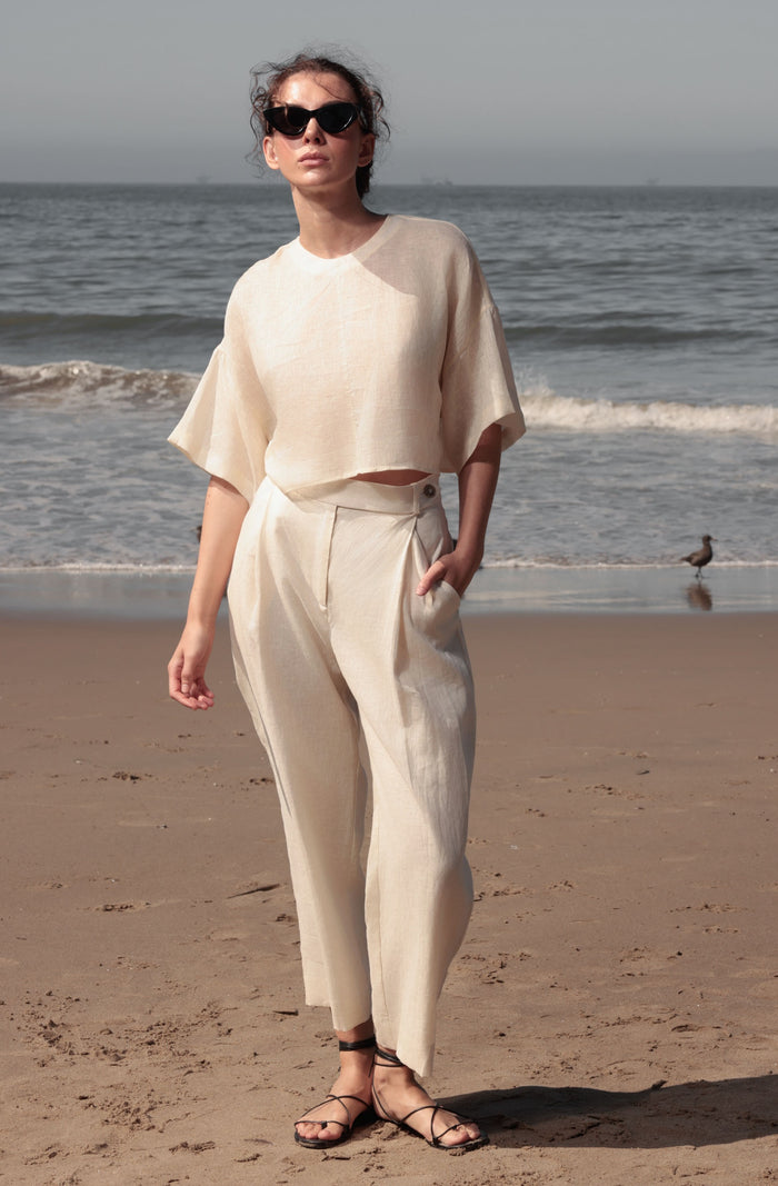 Mojave Top - Ivory Tissue Linen - Heidi Merrick