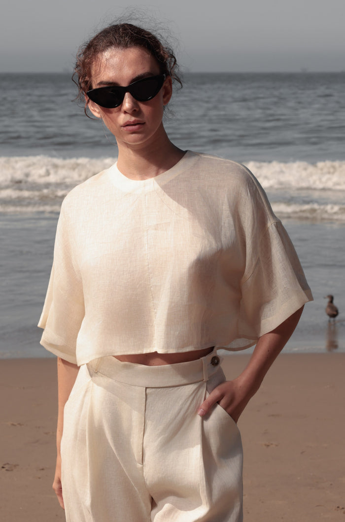 Mojave Top - Ivory Tissue Linen - Heidi Merrick