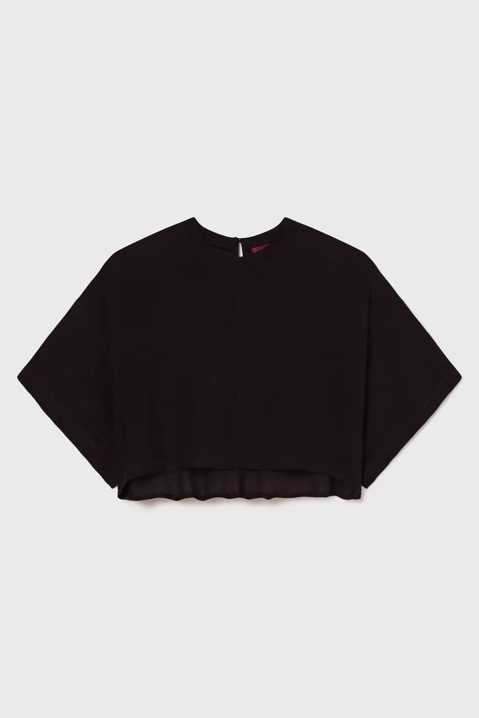 Mojave Top - Noir Tissue Linen - Heidi Merrick