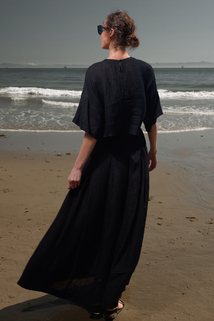 Mojave Top - Noir Tissue Linen - Heidi Merrick