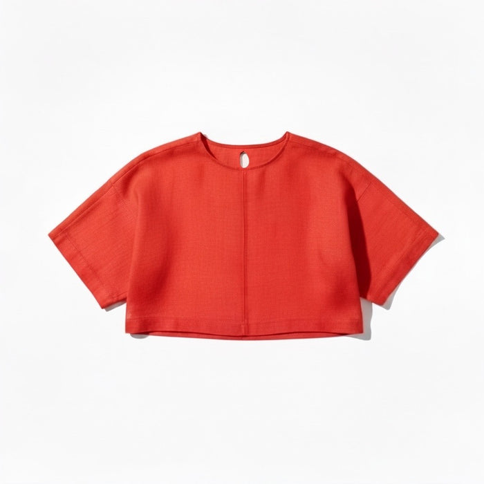 Mojave Top - Vermilion Tissue Linen - Flat - Heidi Merrick