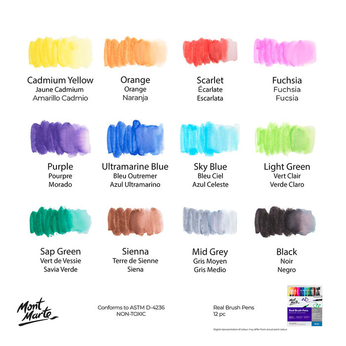 Mont Marte Real Brush Pens Premium Set