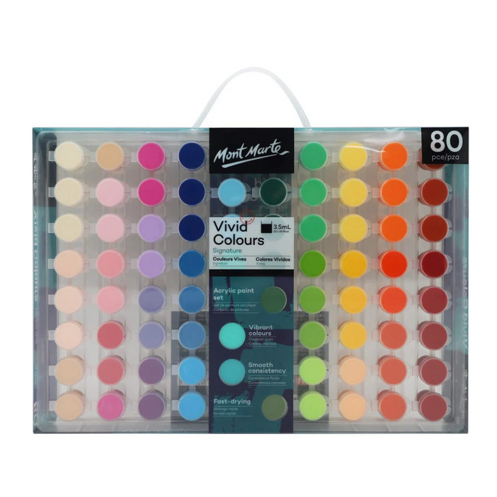 Mont Marte Vivid Colours Acrylic Paint Set Signature 80pc x 3.5ml