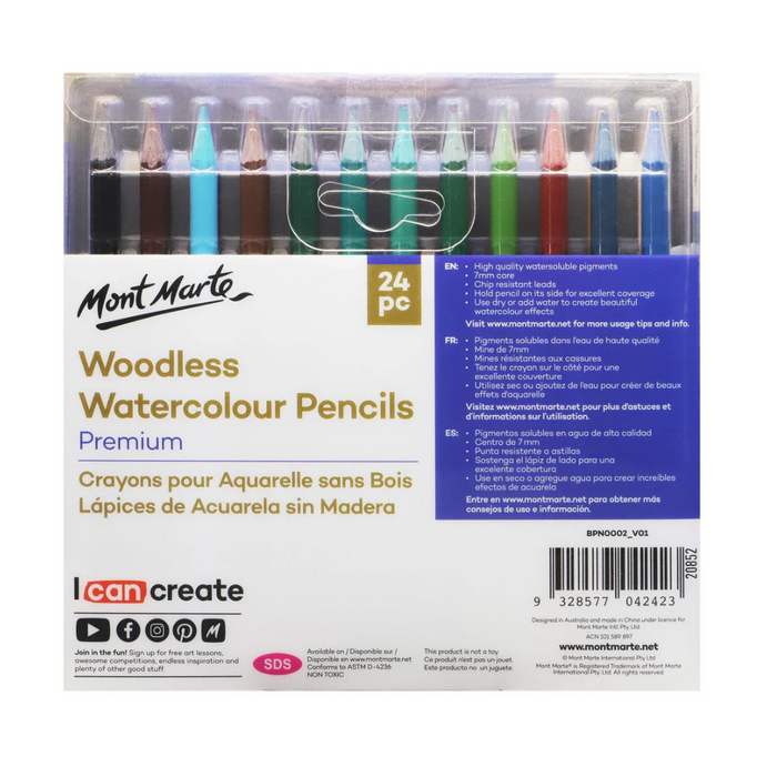 Mont Marte Woodless Watercolour Pencils Premium Set