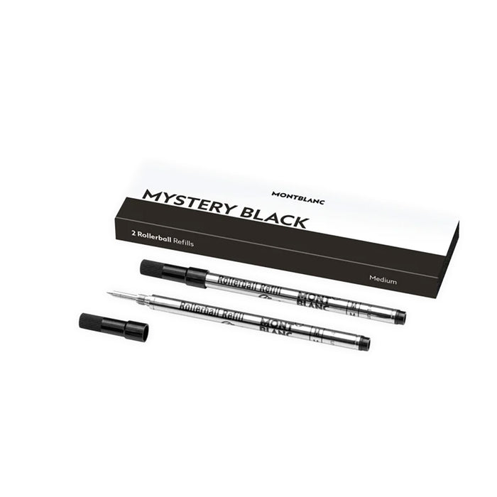 Montblanc Rollerball Refill Medium Black Pack of 2 Mystery Black  128231 - PensAndPencils.Net