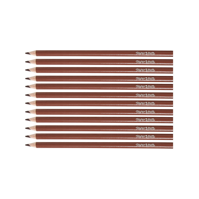 Paper Mate Colored Pencils Brown Pack of 12 (Writes Brown)  Paper Mate Pencils