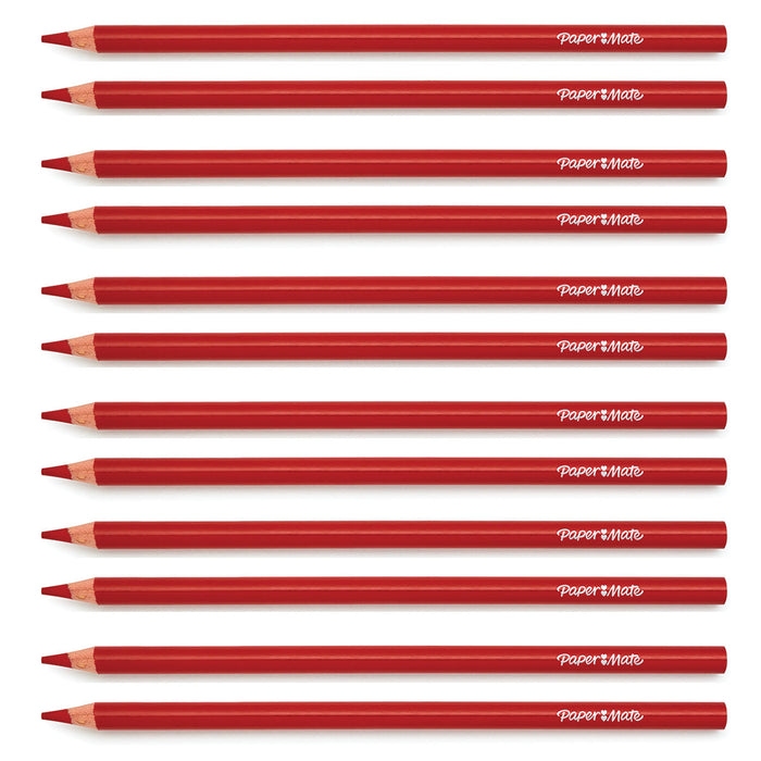 Paper Mate Colored Pencils Red Pack of 12 (Writes Red)  Paper Mate Pencils