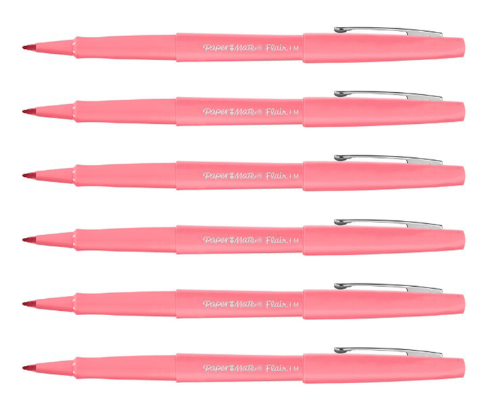 Paper Mate Flair Guava Felt Tip Pen Medium Point, Pack Of 6