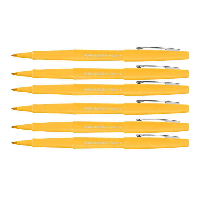 Paper Mate Flair Pens Marigold Felt Tip Pen Medium, Point Guard Pack of 6  Paper Mate Felt Tip Pen
