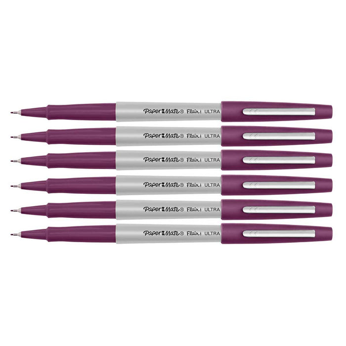 Paper Mate Flair Ultra Fine Plum Felt Tip Pens Pack of 6  Paper Mate Felt Tip Pen