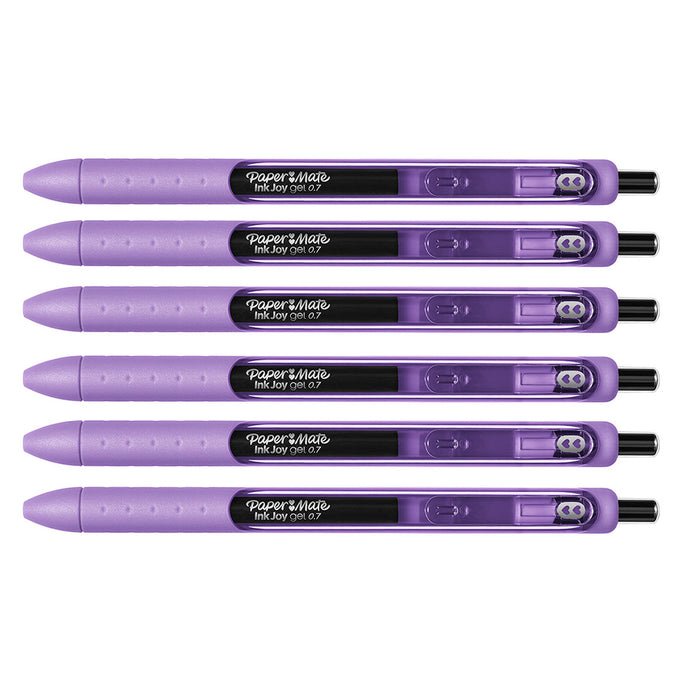 Paper Mate Inkjoy Gel Amethyst Medium 0.7 mm Retractable Pen (Amethyst Ink) Pack of 6
