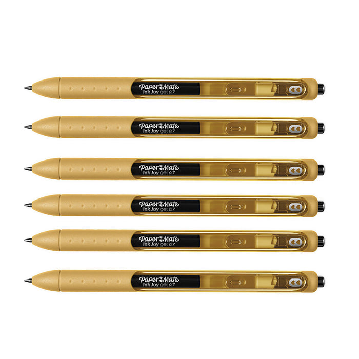Paper Mate Inkjoy Gel Gold Ink Pens 6 Count - PensAndPencils.Net
