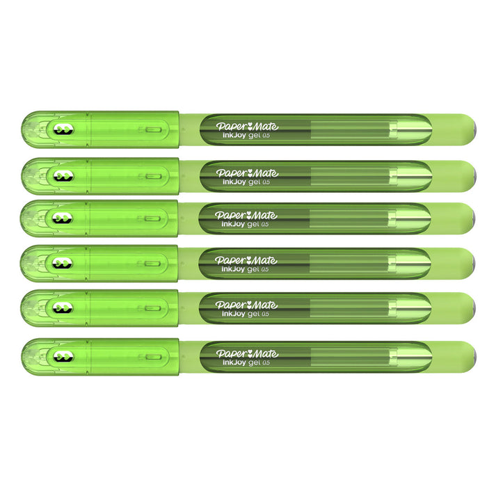 Paper Mate Inkjoy Gel Light Green Fine Point 0.5 mm Stick Capped Gel Pen Pack of 6  Paper Mate Gel Ink Pens