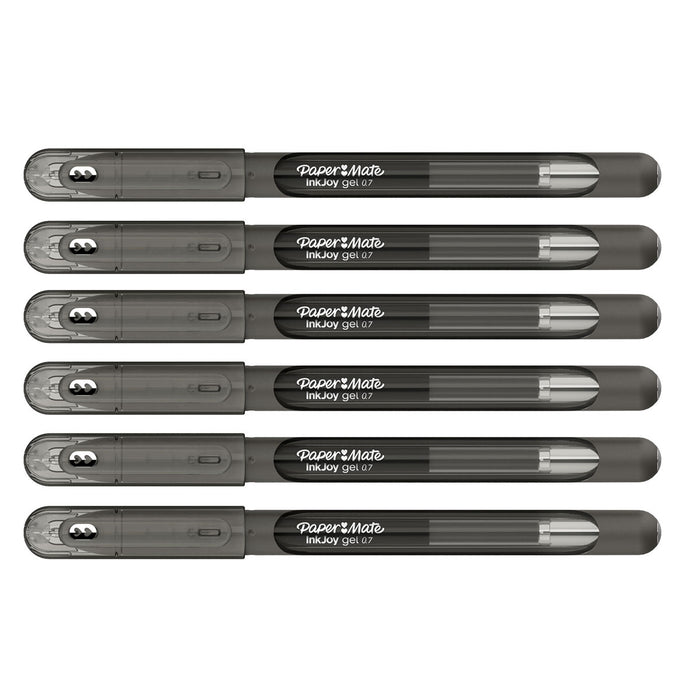Paper Mate Inkjoy Gel Pen Black Medium 0.7mm Pack of 6  Paper Mate Gel Ink Pens