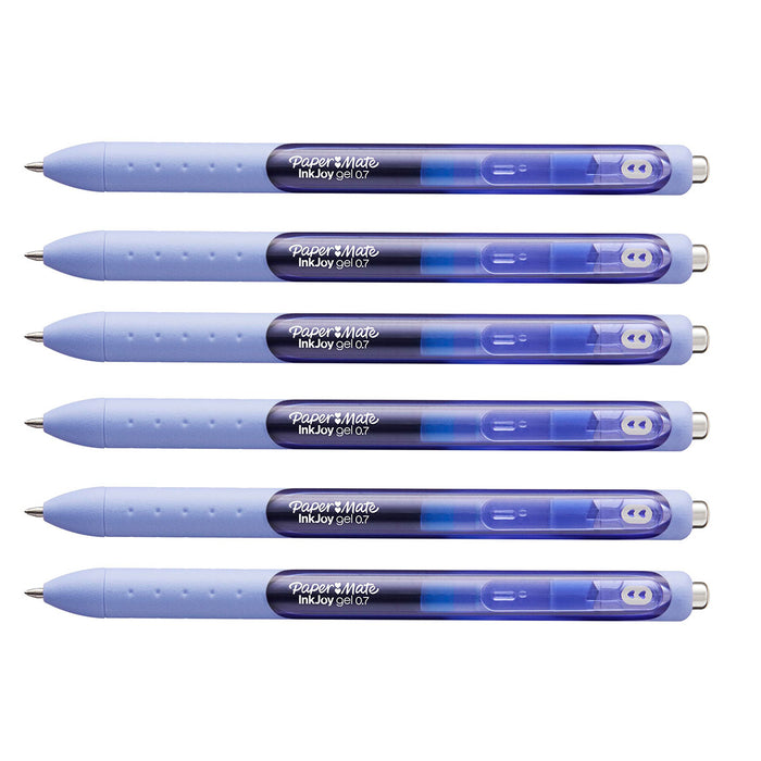 Paper Mate Inkjoy Gel Periwinkle Ink Pen Pack of 6 - PensAndPencils.Net