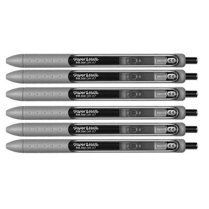 Paper Mate Inkjoy Gel Pewter Medium 0.7 mm Retractable Gel Pen (Pewter Gel Ink) Pack Of 6  Paper Mate Gel Ink Pens