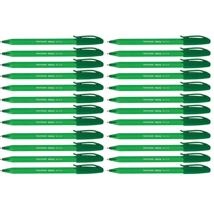 Paper Mate Inkjoy Green Stick Ballpoint Pen, Medium 1.0mm, Green Ink Bulk Pack Of 24  Paper Mate Ballpoint Pen