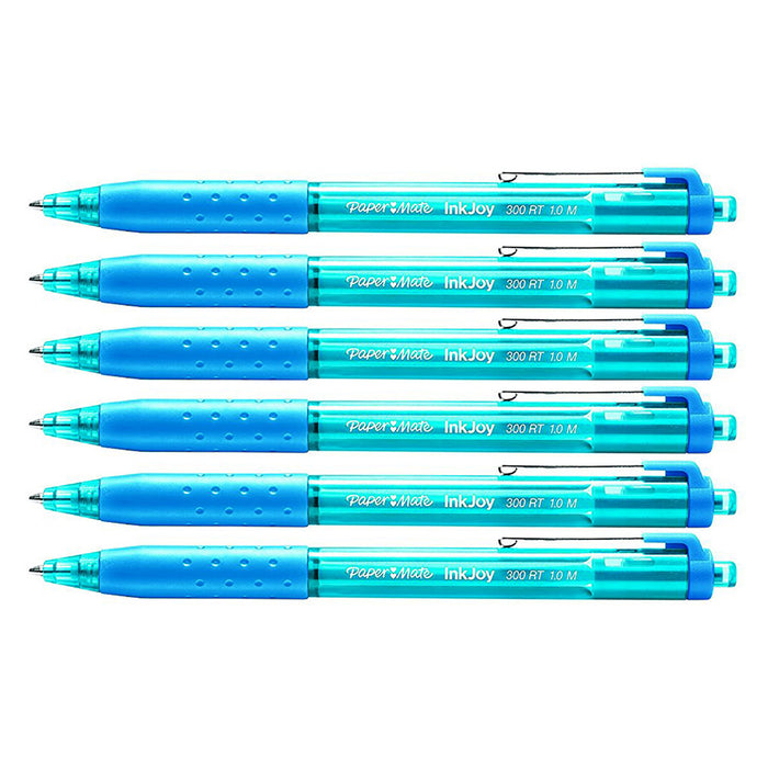 Paper Mate InkJoy Turquoise Ballpoint Pen 300 RT Retractable Medium Point Pack of 6