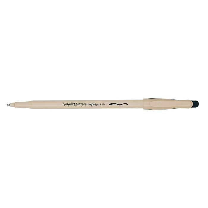 Paper Mate Replay Erasable Black Ink Pen Medium, Pack of 12  Paper Mate Ballpoint Pens