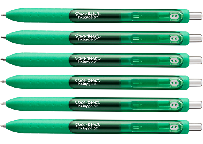 Papermate Inkjoy Gel Green Medium Retractable 6 Count